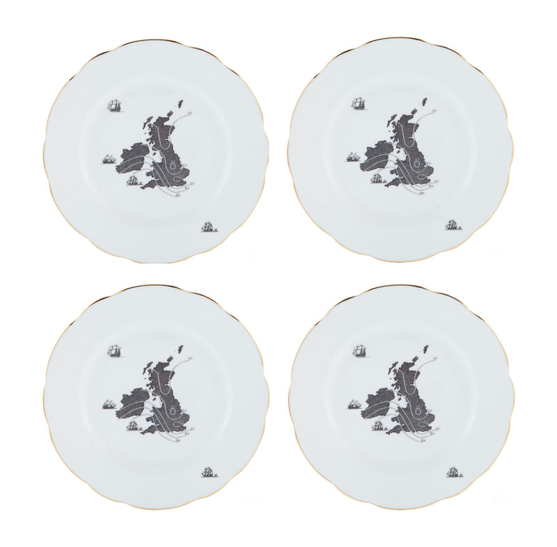 Map Cake Plate (Set of 4)